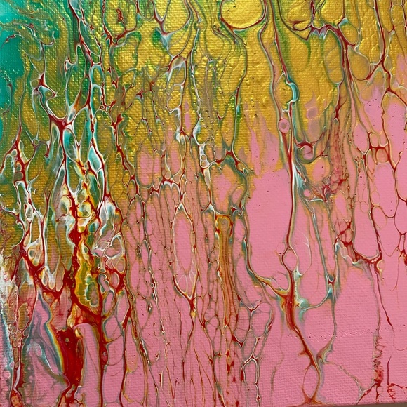 Original Acrylic Pour/Swipe Painting 10”x10” - Picture 2 of 4